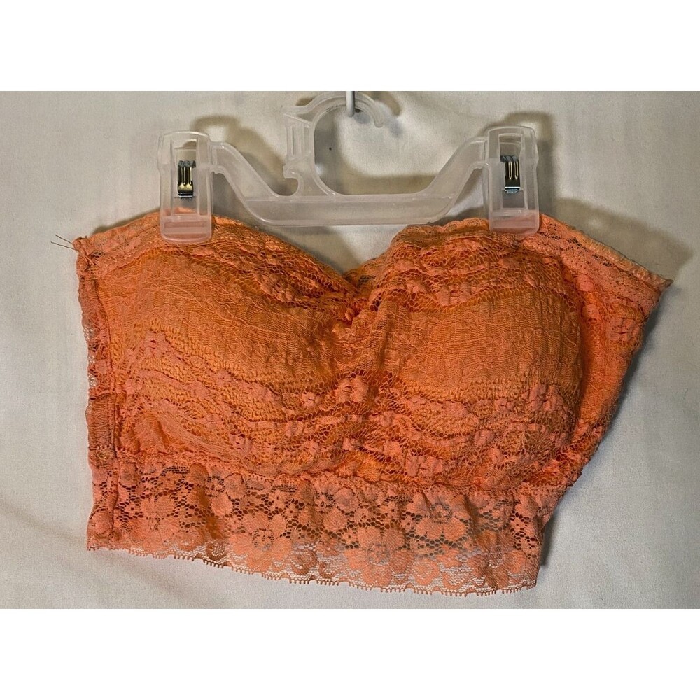 Lacy Peach Tube Top Bra Top Lace Retro Women's Large Lolita Coquette